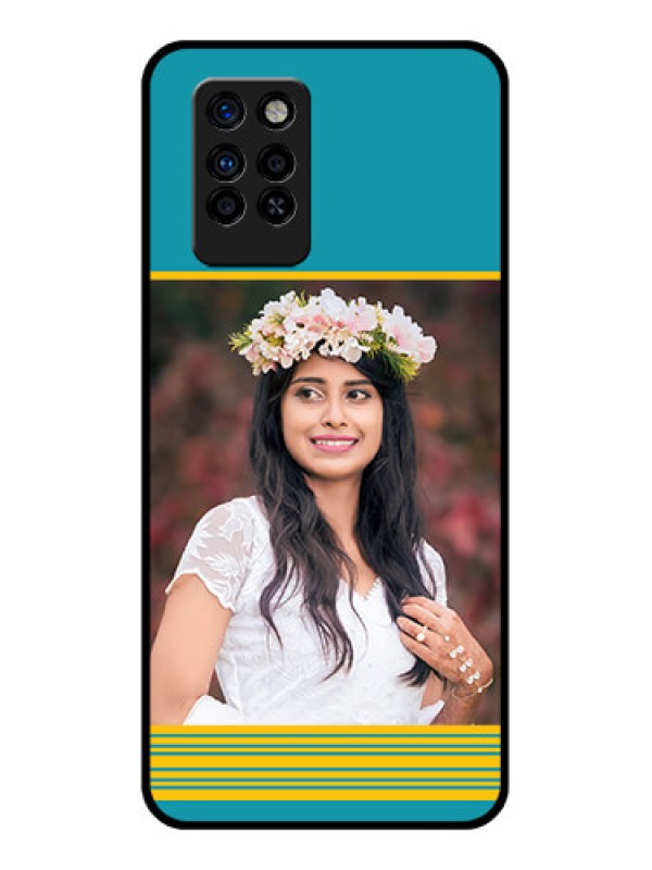 Custom Infinix Note 10 Pro Custom Glass Phone Case - Yellow & Blue Design