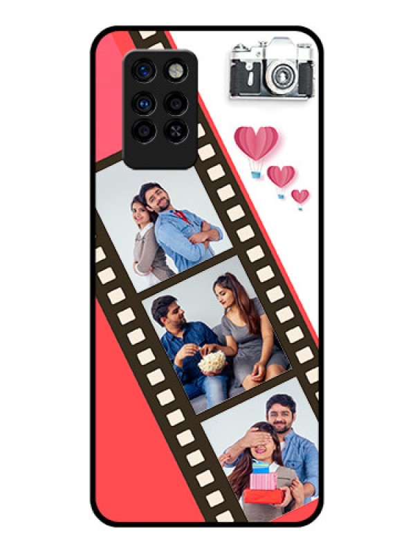 Custom Infinix Note 10 Pro Personalized Glass Phone Case - 3 Image Holder with Film Reel
