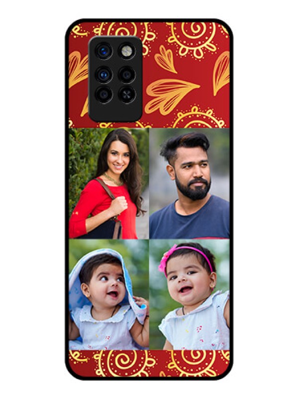 Custom Infinix Note 10 Pro Photo Printing on Glass Case - 4 Image Traditional Design