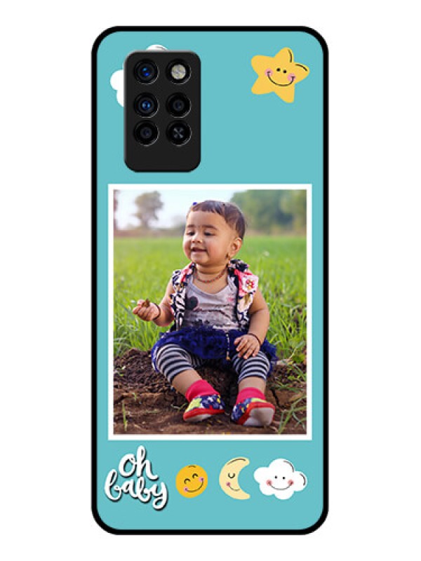 Custom Infinix Note 10 Pro Personalized Glass Phone Case - Smiley Kids Stars Design