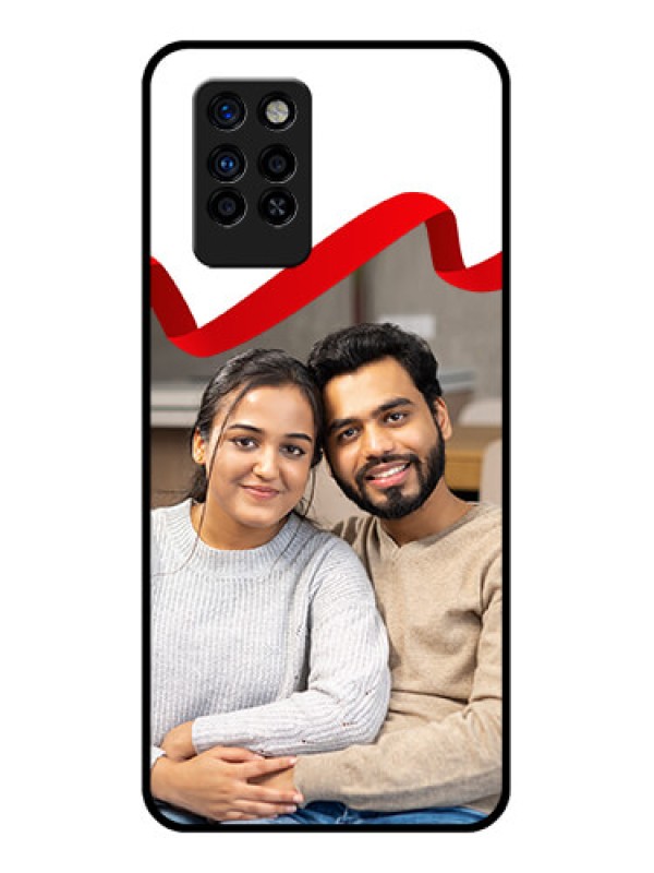 Custom Infinix Note 10 Pro Photo Printing on Glass Case - Red Ribbon Frame Design