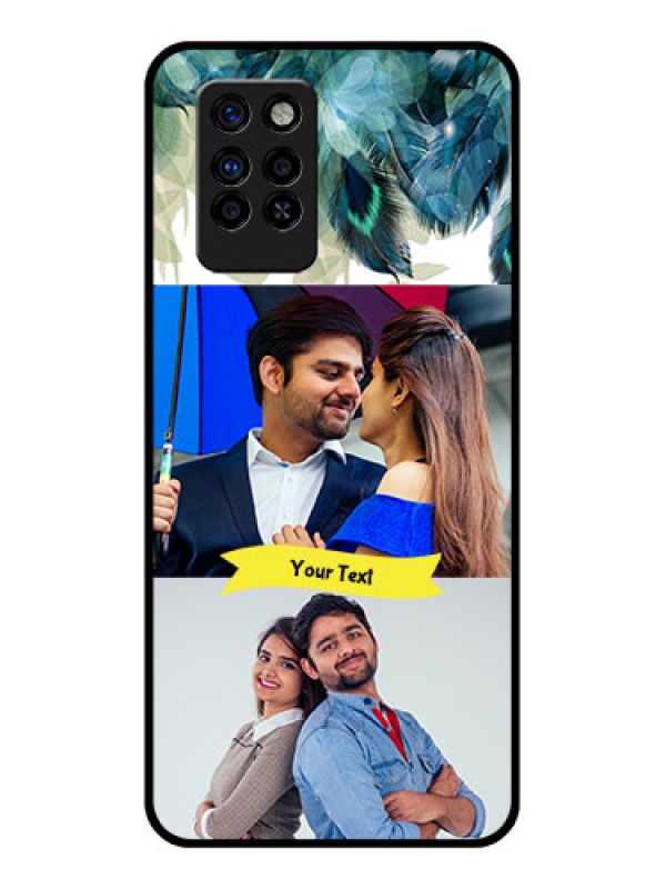 Custom Infinix Note 10 Pro Personalized Glass Phone Case - Image with Boho Peacock Feather Design