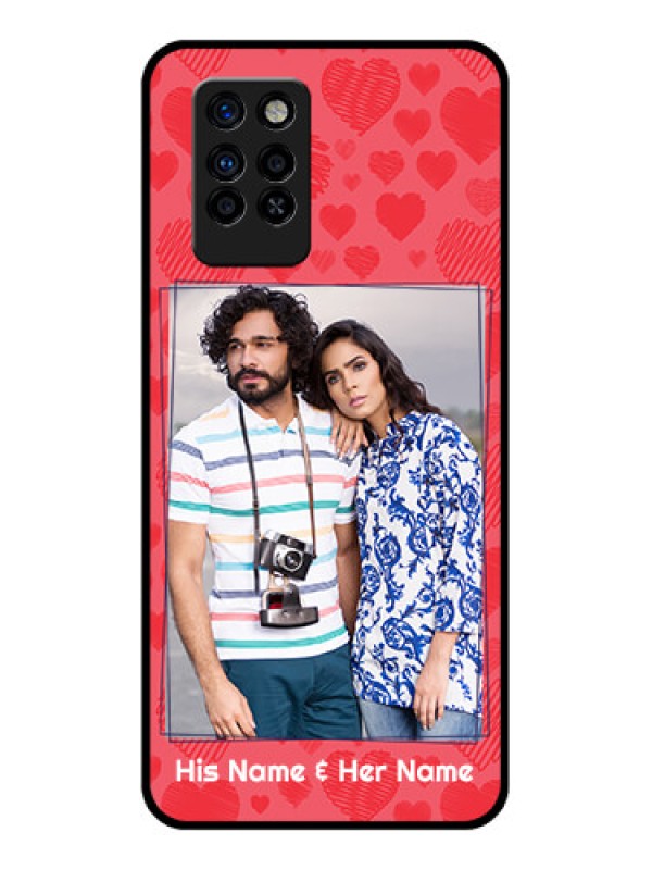 Custom Infinix Note 10 Pro Photo Printing on Glass Case - with Red Heart Symbols Design