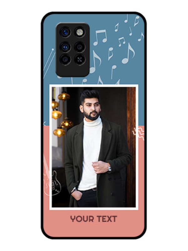 Custom Infinix Note 10 Pro Photo Printing on Glass Case - with Color Musical Note Design