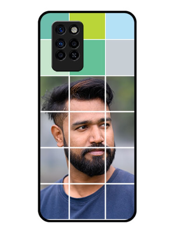 Custom Infinix Note 10 Pro Photo Printing on Glass Case - with white box pattern