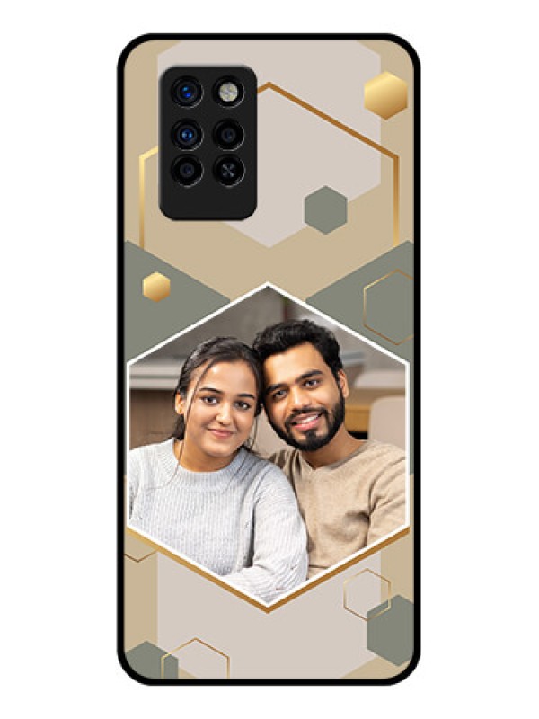 Custom Infinix Note 10 Pro Photo Printing on Glass Case - Stylish Hexagon Pattern Design
