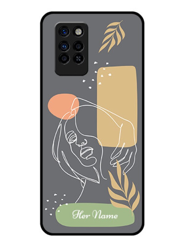 Custom Infinix Note 10 Pro Custom Glass Phone Case - Gazing Woman line art Design