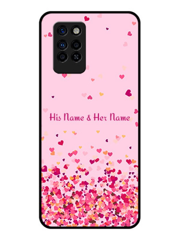 Custom Infinix Note 10 Pro Photo Printing on Glass Case - Floating Hearts Design