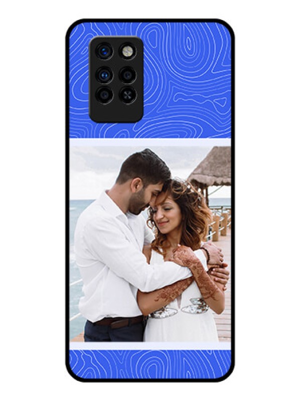 Custom Infinix Note 10 Pro Custom Glass Mobile Case - Curved line art with blue and white Design