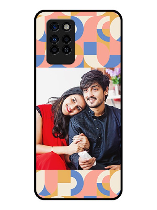 Custom Infinix Note 10 Pro Photo Printing on Glass Case - Semi-circle Maze Pattern Design