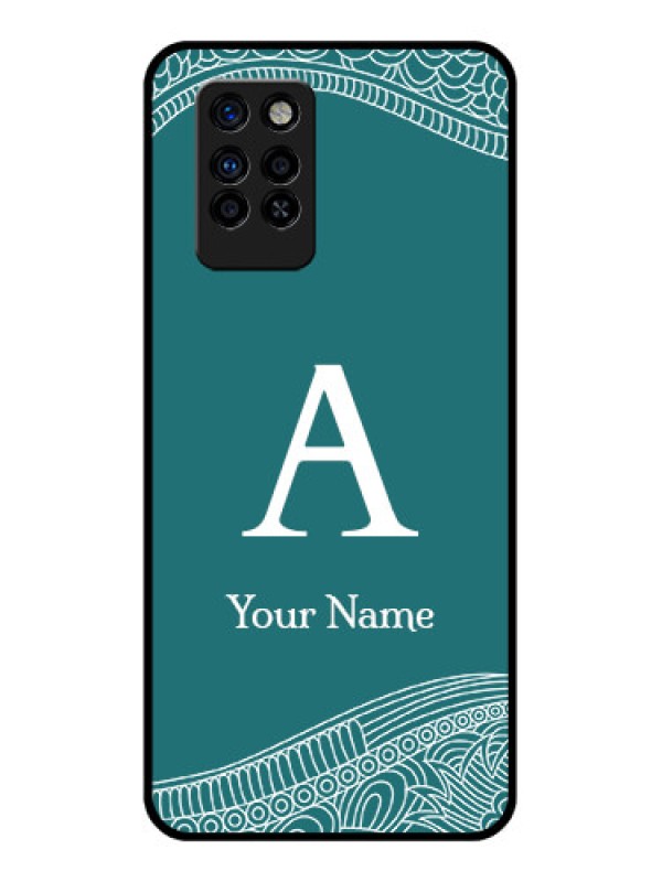 Custom Infinix Note 10 Pro Personalized Glass Phone Case - line art pattern with custom name Design