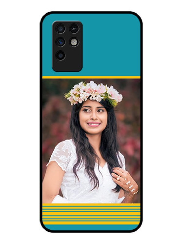 Custom Infinix Note 10 Custom Glass Phone Case - Yellow & Blue Design