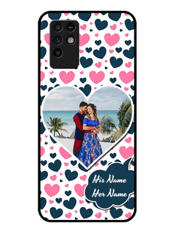 Custom Infinix Note 10 Custom Glass Phone Case - Pink & Blue Heart Design