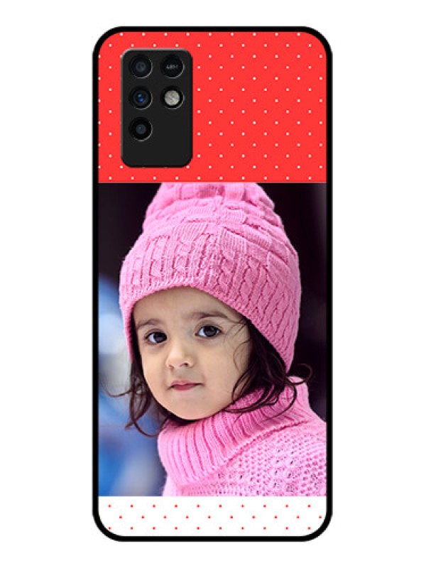 Custom Infinix Note 10 Photo Printing on Glass Case - Red Pattern Design