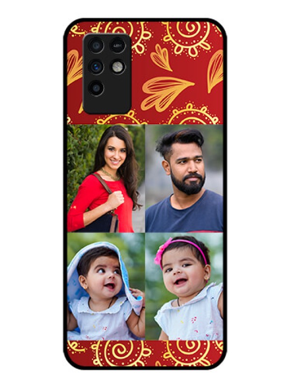 Custom Infinix Note 10 Photo Printing on Glass Case - 4 Image Traditional Design