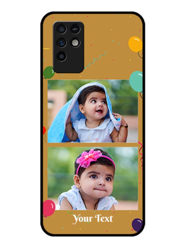 Custom Infinix Note 10 Personalized Glass Phone Case - Image Holder with Birthday Celebrations Design