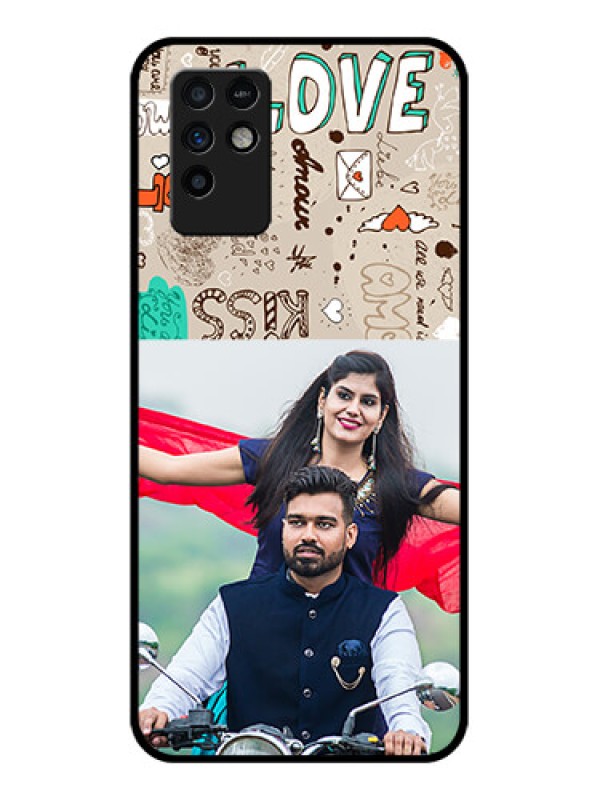 Custom Infinix Note 10 Custom Glass Phone Case - Love Doodle Pattern