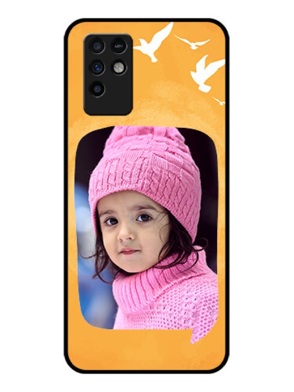 Custom Infinix Note 10 Personalized Glass Phone Case - Water Color Design with Bird Icons