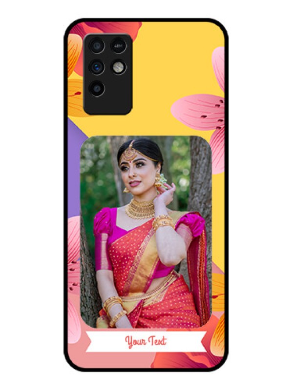 Custom Infinix Note 10 Custom Glass Mobile Case - 3 Image With Vintage Floral Design