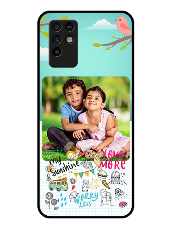 Custom Infinix Note 10 Photo Printing on Glass Case - Doodle love Design