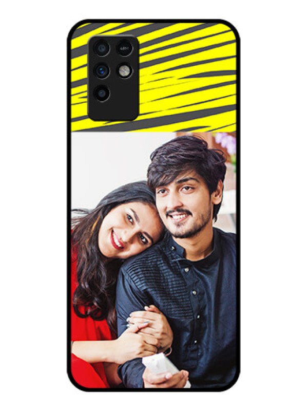 Custom Infinix Note 10 Photo Printing on Glass Case - Yellow Abstract Design