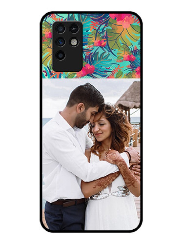 Custom Infinix Note 10 Photo Printing on Glass Case - Watercolor Floral Design