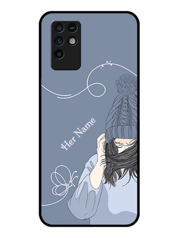 Custom Infinix Note 10 Custom Glass Mobile Case - Girl in winter outfit Design