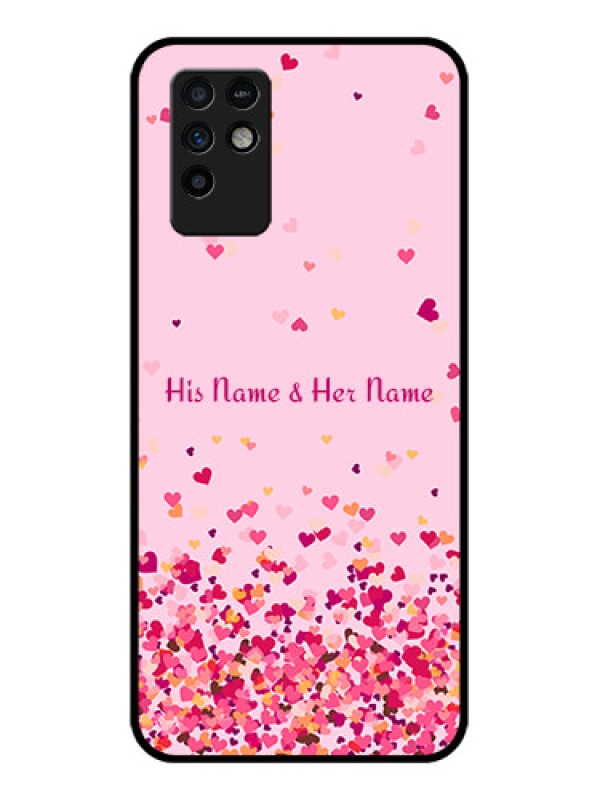 Custom Infinix Note 10 Photo Printing on Glass Case - Floating Hearts Design