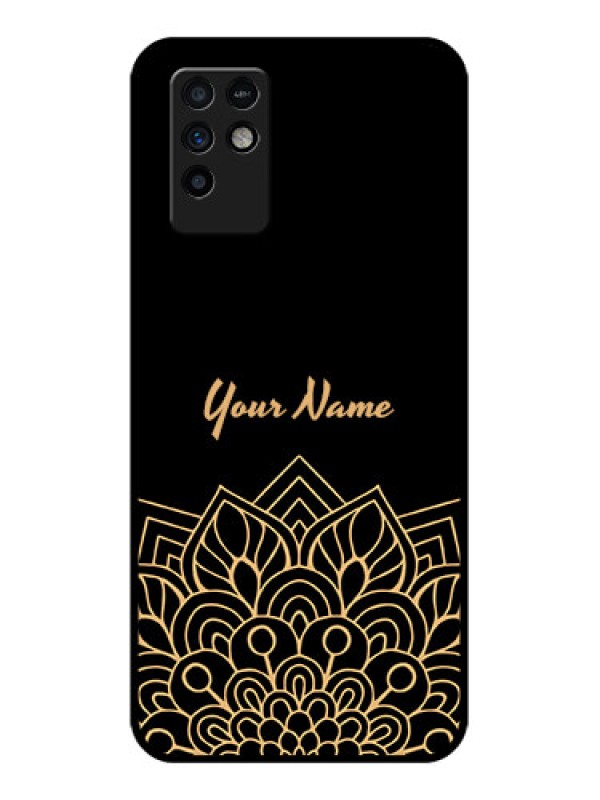 Custom Infinix Note 10 Custom Glass Phone Case - Golden mandala Design