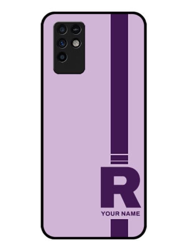 Custom Infinix Note 10 Photo Printing on Glass Case - Simple dual tone stripe with name Design