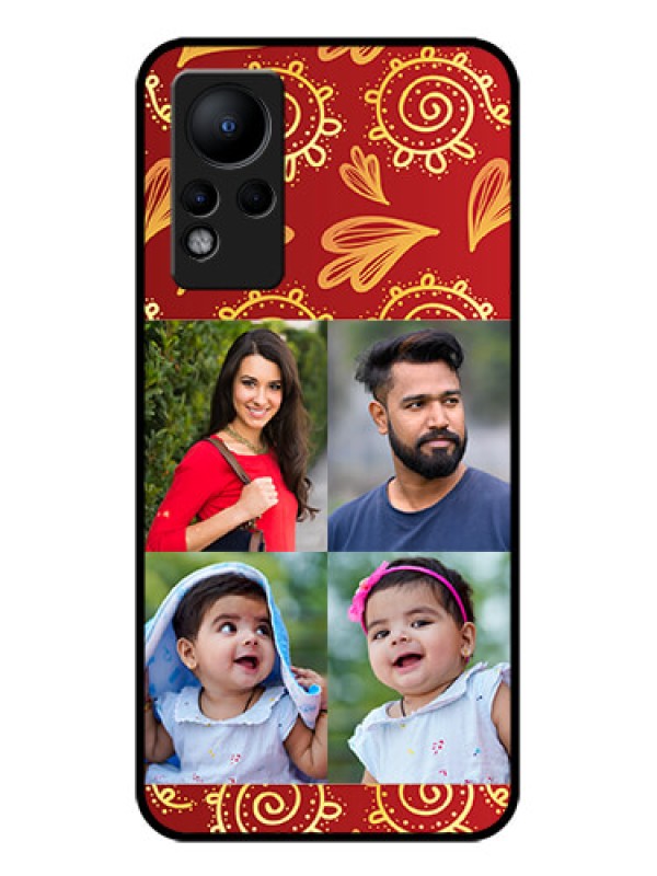 Custom Infinix Note 11 Photo Printing on Glass Case - 4 Image Traditional Design