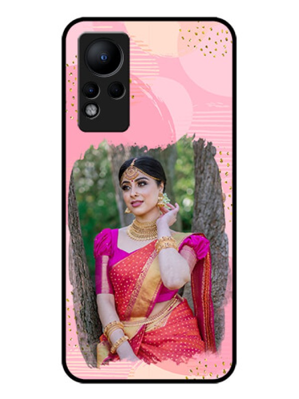 Custom Infinix Note 11 Personalized Glass Phone Case - Gold Glitter Splash Design