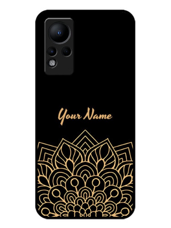 Custom Infinix Note 11 Custom Glass Phone Case - Golden mandala Design