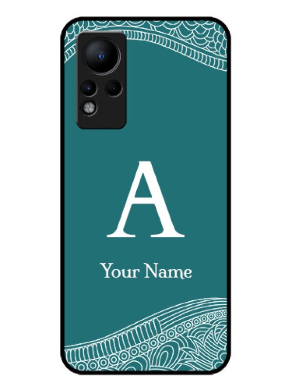 Custom Infinix Note 11 Personalized Glass Phone Case - line art pattern with custom name Design