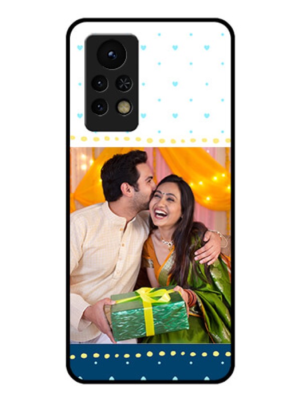 Custom Infinix Note 11s Personalized Glass Phone Case - White and Blue Abstract Design