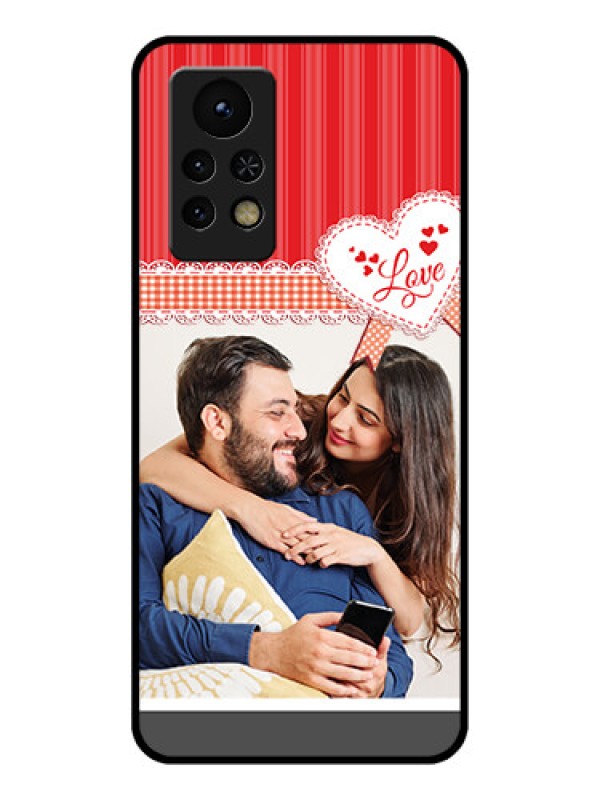 Custom Infinix Note 11s Custom Glass Mobile Case - Red Love Pattern Design