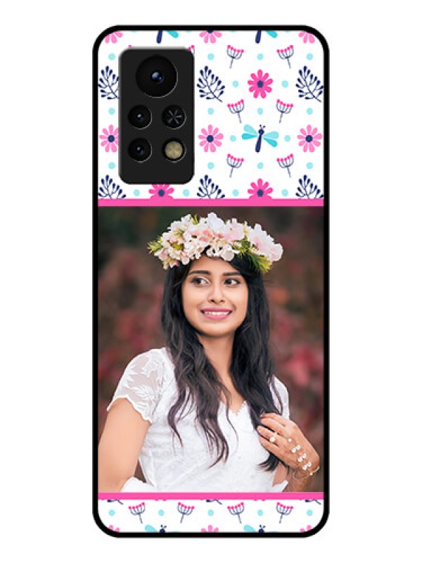 Custom Infinix Note 11s Photo Printing on Glass Case - Colorful Flower Design