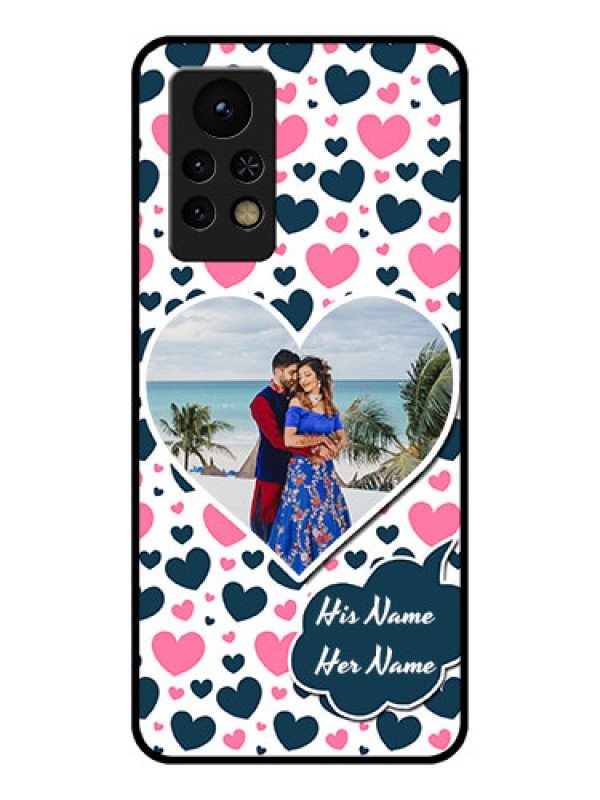 Custom Infinix Note 11s Custom Glass Phone Case - Pink & Blue Heart Design
