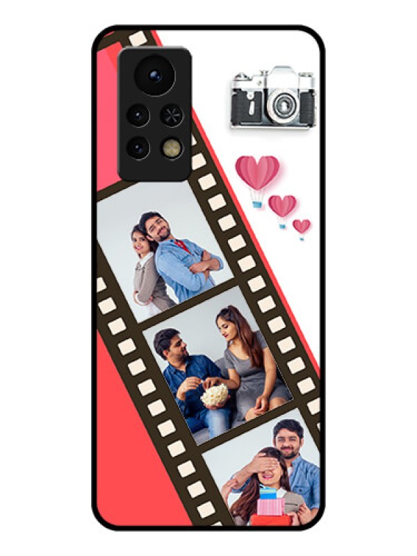 Custom Infinix Note 11s Personalized Glass Phone Case - 3 Image Holder with Film Reel