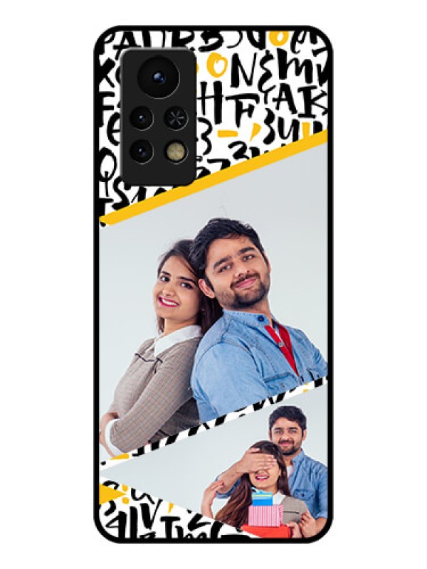 Custom Infinix Note 11s Custom Glass Mobile Case - Letters Pattern Design