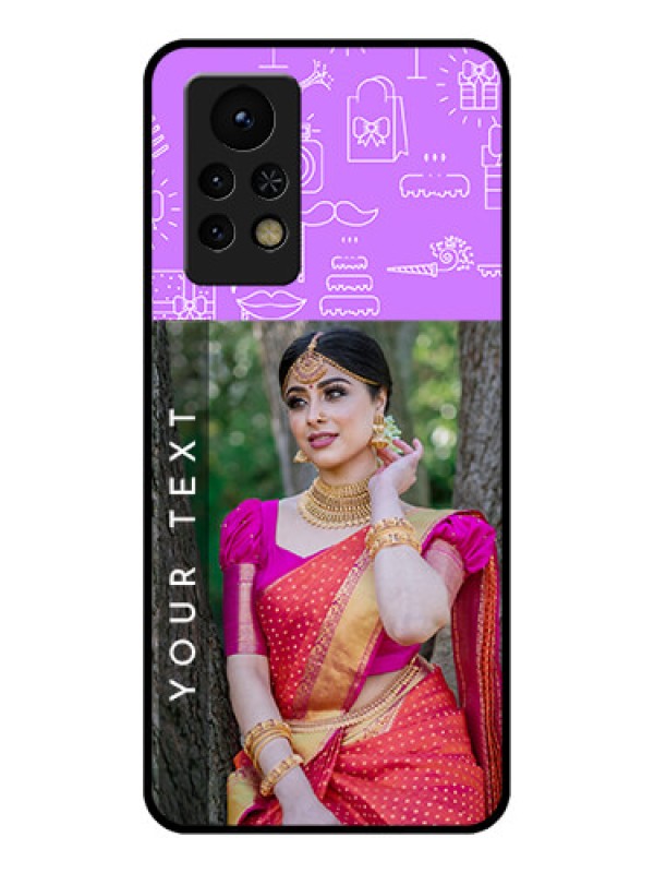 Custom Infinix Note 11s Custom Glass Mobile Case - Birthday Icons Design