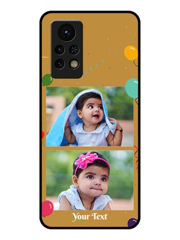 Custom Infinix Note 11s Personalized Glass Phone Case - Image Holder with Birthday Celebrations Design