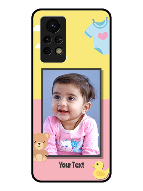 Custom Infinix Note 11s Photo Printing on Glass Case - Kids 2 Color Design