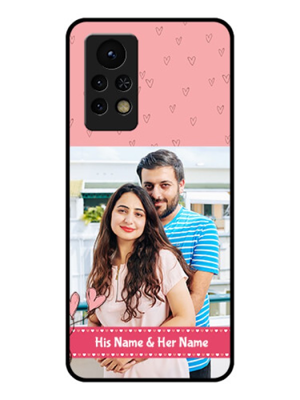 Custom Infinix Note 11s Personalized Glass Phone Case - Love Design Peach Color