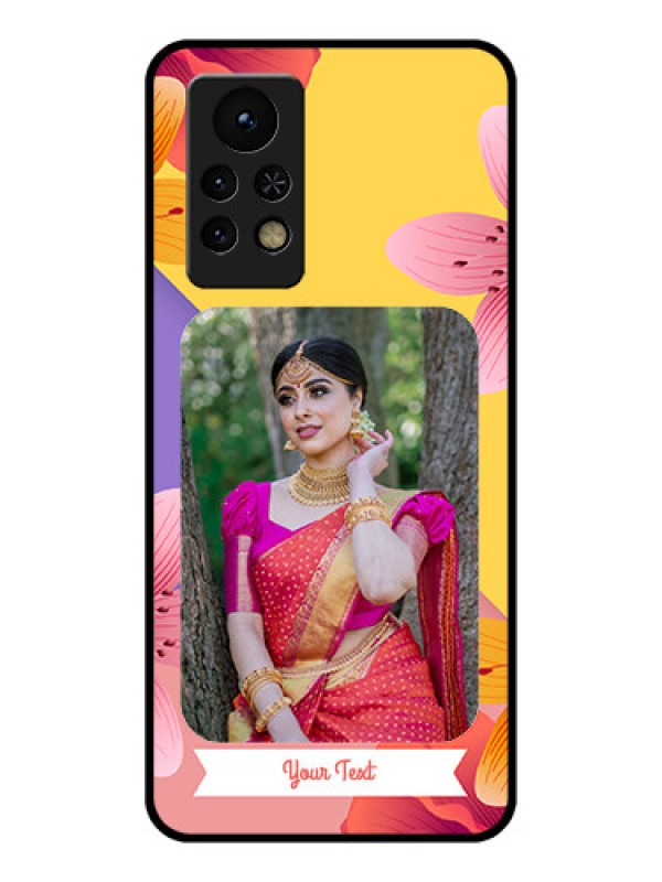 Custom Infinix Note 11s Custom Glass Mobile Case - 3 Image With Vintage Floral Design