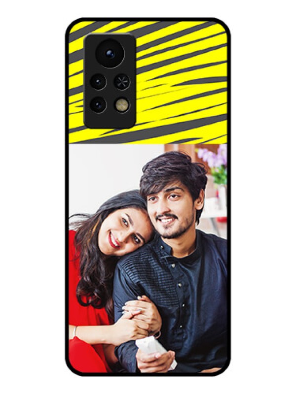 Custom Infinix Note 11s Photo Printing on Glass Case - Yellow Abstract Design