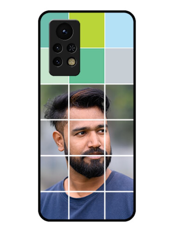 Custom Infinix Note 11s Photo Printing on Glass Case - with white box pattern