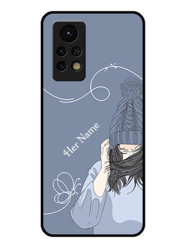 Custom Infinix Note 11s Custom Glass Mobile Case - Girl in winter outfit Design