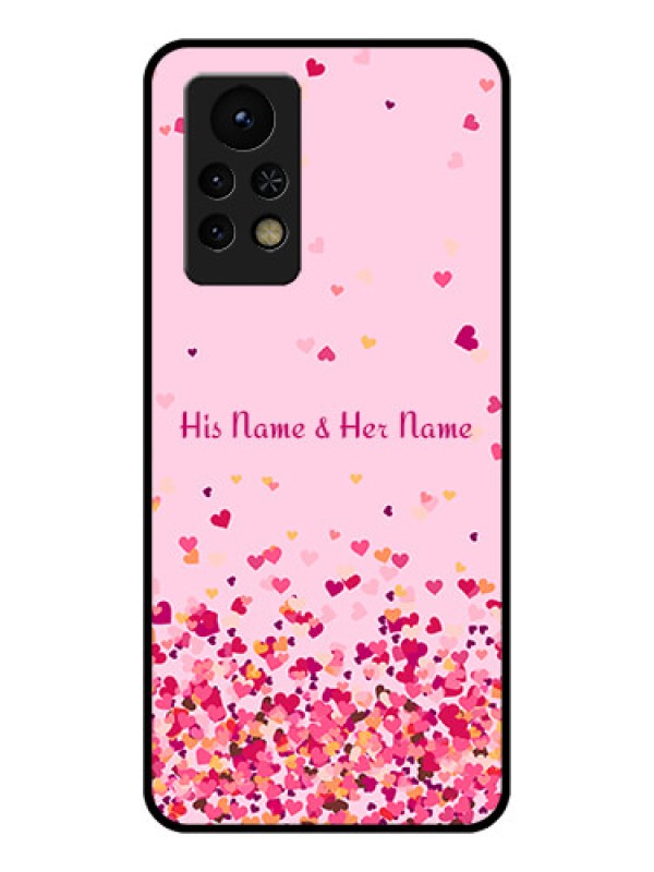 Custom Infinix Note 11s Photo Printing on Glass Case - Floating Hearts Design
