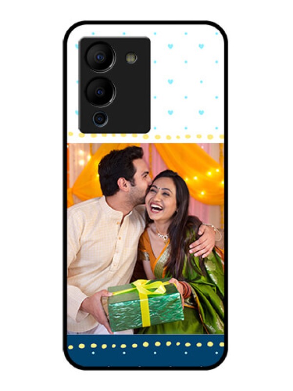 Custom Infinix Note 12 Turbo Custom Glass Phone Case - White And Blue Abstract Design